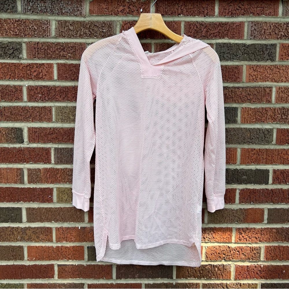 Ideology Baby Pink Mesh Pull Over Long Sleeve Swim Cover Up